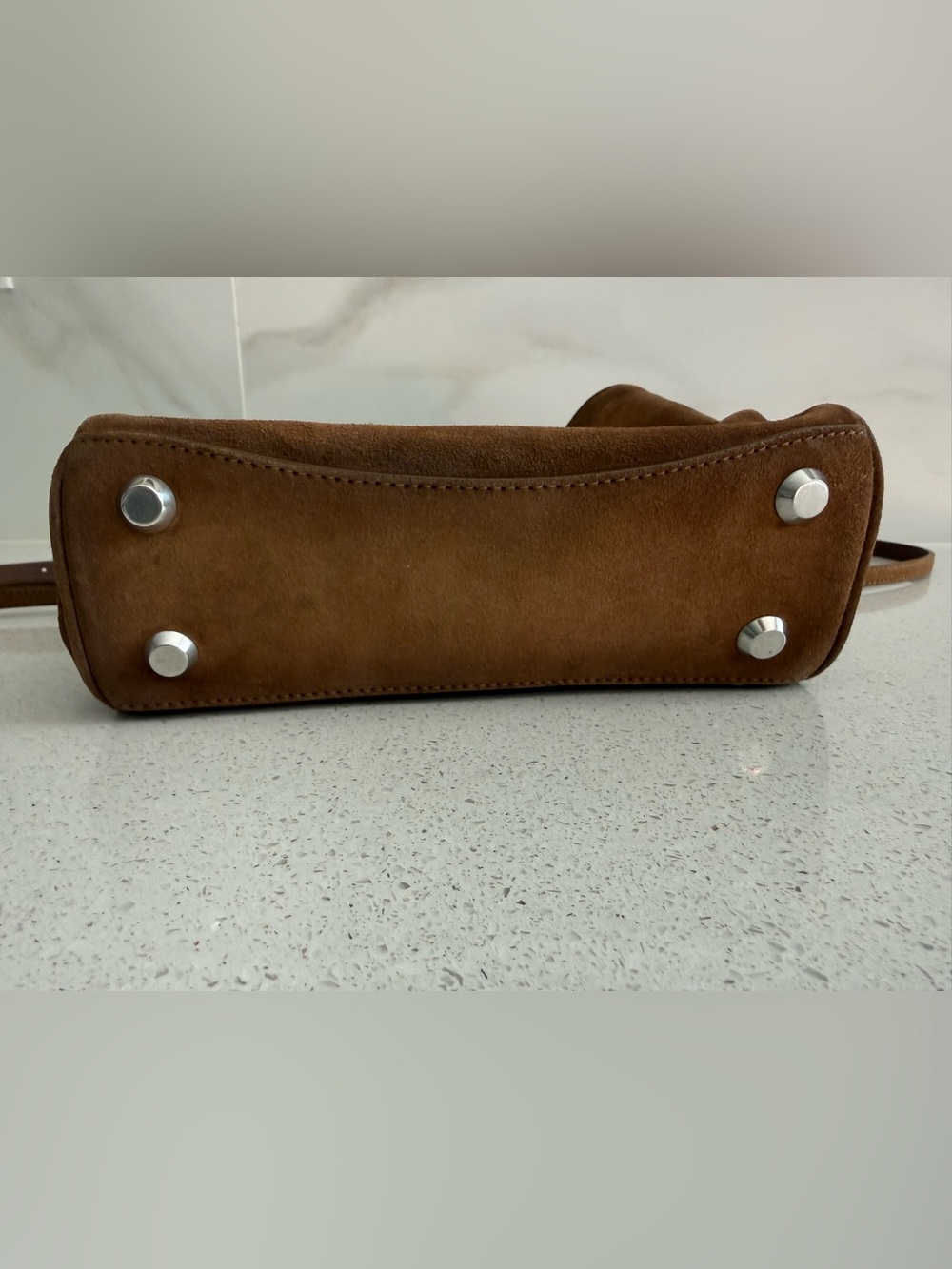 Balenciaga Mini Rodeo Handbag Waxed Suede Crossbody/Top Handle Camel - Picture 5 of 14